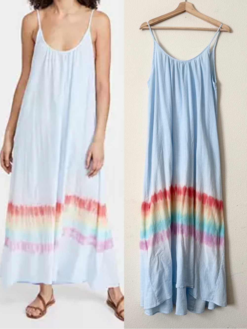 9seed ONE SIZE Tulum low back coverup maxi dress in Prism Tie Dye light blue